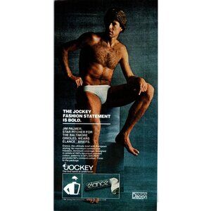 1981 Jockey Men's Underwear White Brief Jim Palmer Vintage Print Ad Wall Art